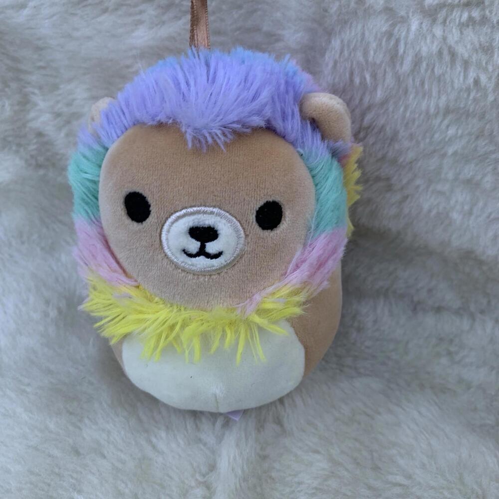 Squishmallows Lionel Lion 5” Rainbow Mane Plush Keychain Clip Kellytoy 2021 READ